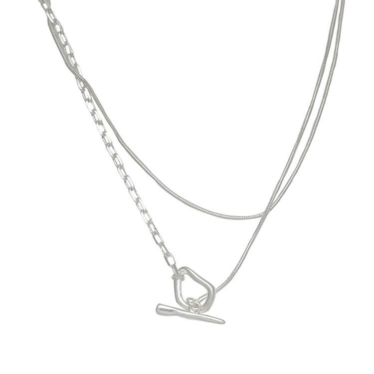 S925 Silver Minimalist Cool Style OT Clasp Necklace – Versatile One-Word Stick Choker for Women