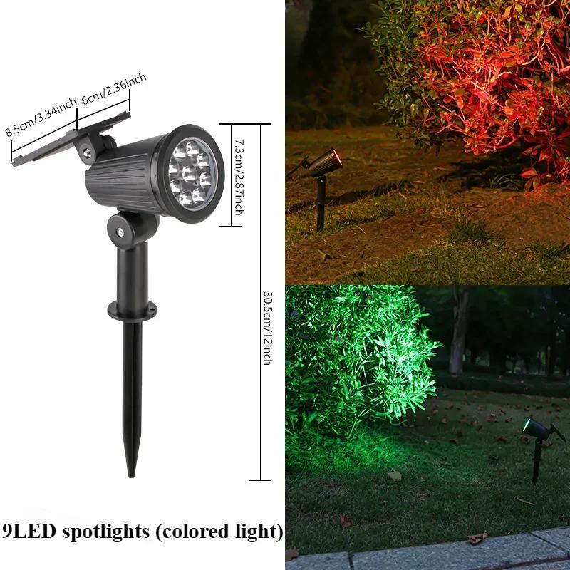 LED Solar Spotlights Outdoor IP65 Waterproof Spot Lights Brightness Adjustable for Garden Backyard Driveway Patio Law Decoration