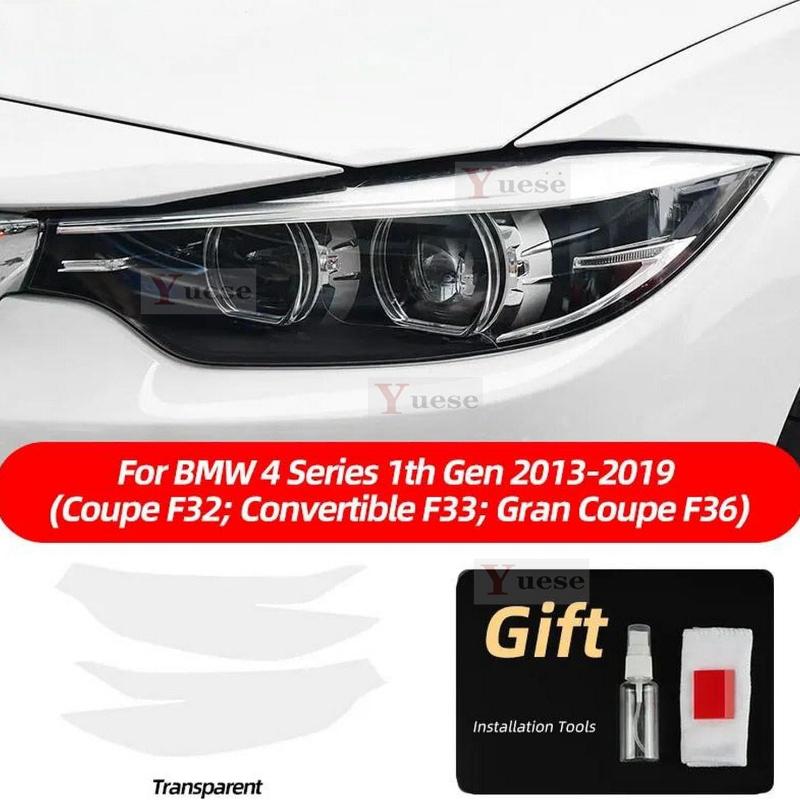 Für BMW M4 F82 F83 4er Serie F32 F33 F36 2013- 2 Stück Auto Scheinwerfer Schutzfolie Transparent Geräuchert Schwarz TPU Aufkleber