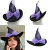 Large Black Witches Witch Hat for Women Led Light Up Witch Caps Halloween Cosplay Costume Accessory for Women Girls Gift