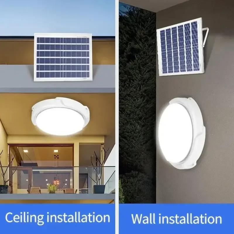 NEW 60W-500W LED Solar Ceiling Light Outdoor Waterproof Solar Lamp with Remote Control 5M Lines Zero Power for Corridor Garden