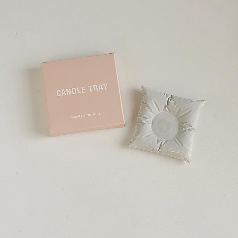 

1Pc Home Decoration Small And Compact Bottom Bracket Atmosphere Sense Gypsum Tray Advanced Feeling Candlestick Decoration