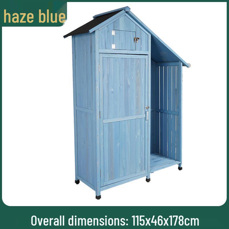 Waterproof Outdoor Wooden Storage Cabinet for Garden Tools - Anti-Corrosion and Sun Protection, Ideal for Courtyard and Balcony Use.