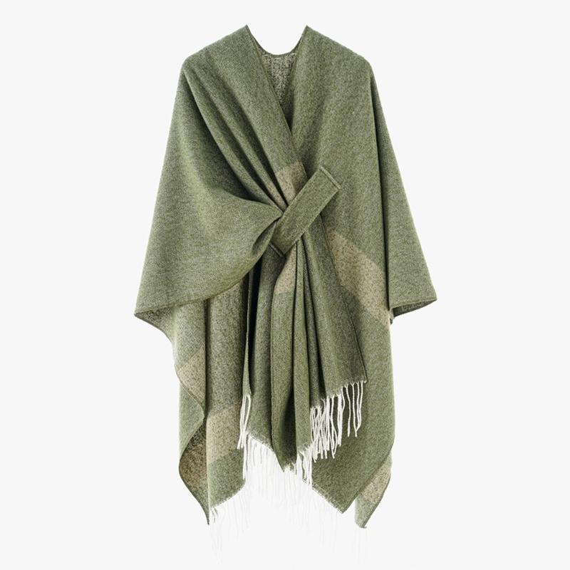 Warm Plaids Scarf Capes Light Weight Polyester Shawl Unisex Softable Shawl for Women Outdoor Commutes