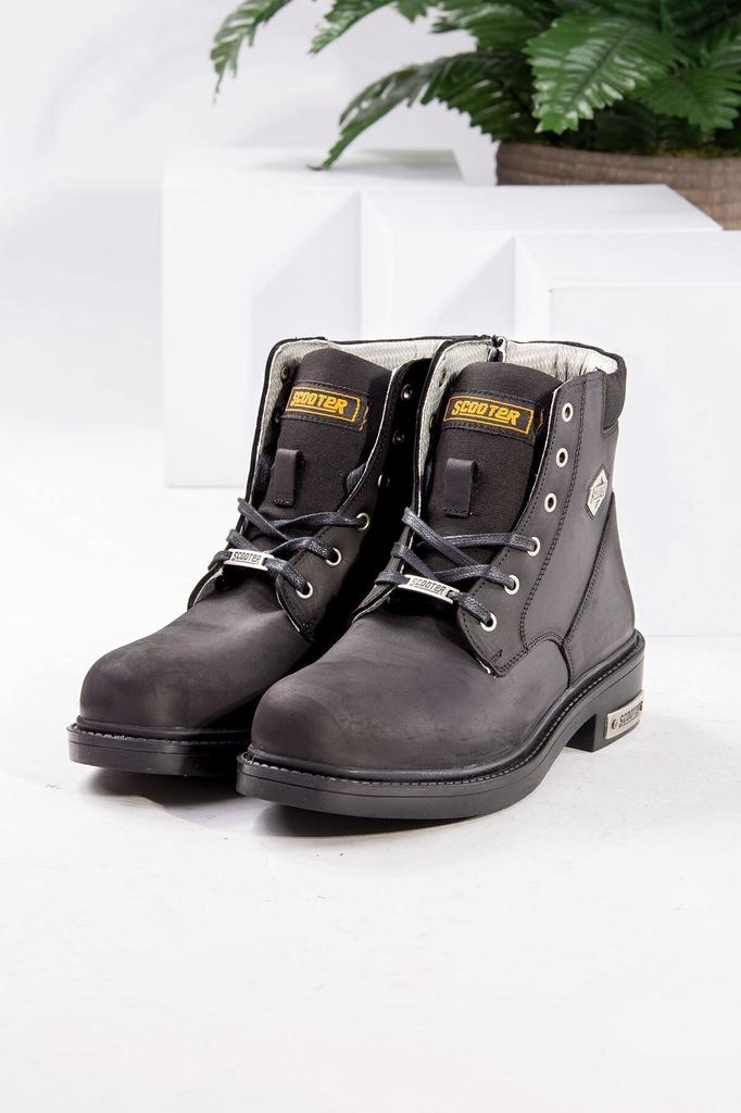 Men's Fashion Genuine Leather Flat Heeled Booties Bootie Genuine Nubuck Leather Waterproof Black Boots Shoes