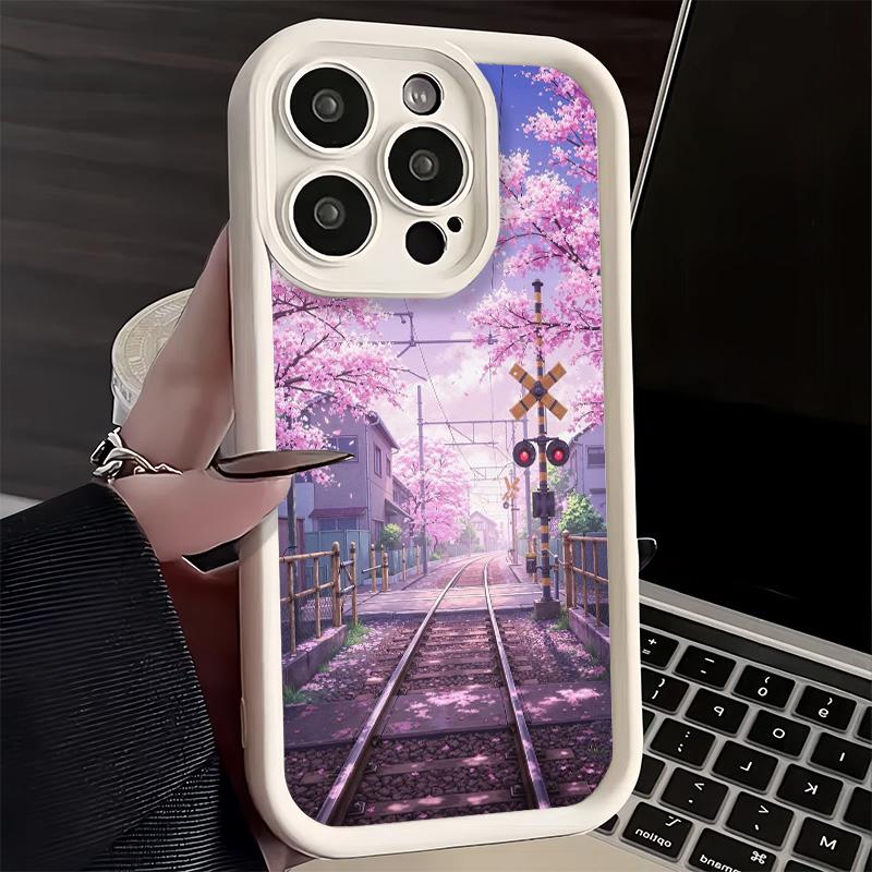 Phone Case for iPhone 17 Air 16E 15 16 Pro Max Anime Aesthetic Scenery Cover 14 Plus 13 12 Mini Soft Shell Silicone Fundas