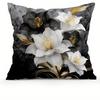 Short Plush Material Pillowcasehome Decor Black & White Flowers With Gold Accents Pillow Covers Pattern Cushion Cover Suitable F