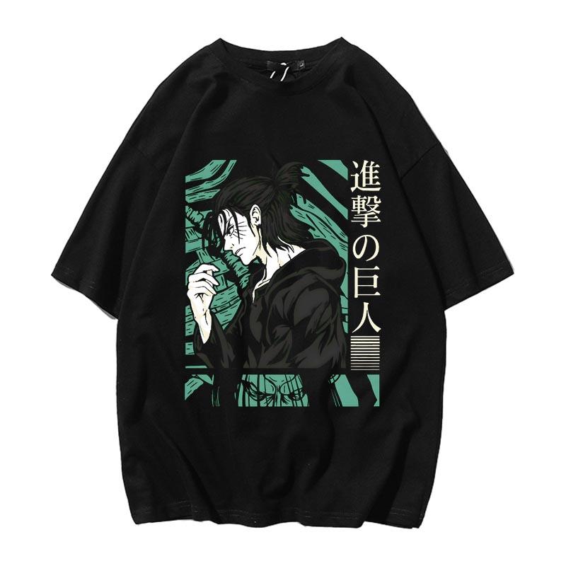 Attack on Giants Anime Alan Yeager Pattern Printed T-Shirt Short Sleeve Men's and Women's Summer Cotton Loose