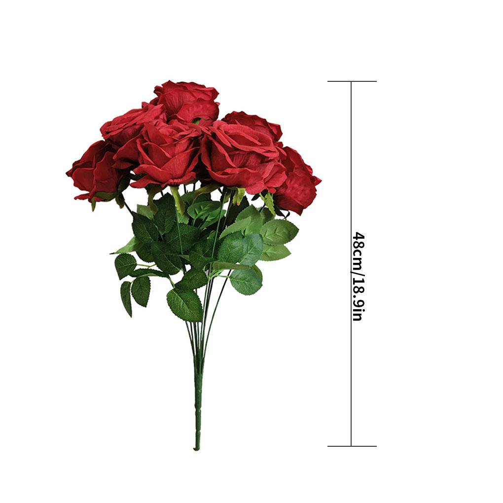 10 Heads Artificial Rose Bouquet Simulation Floral Decor Home Office Table