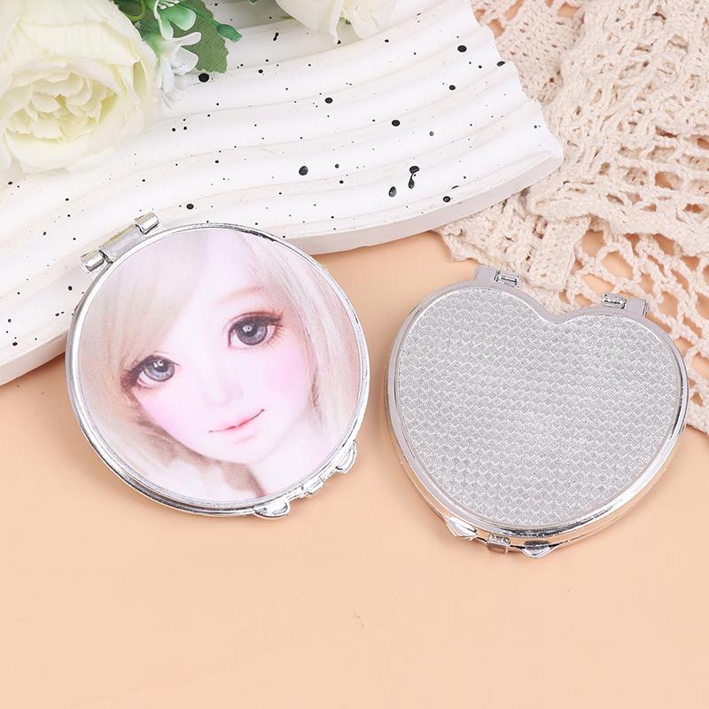 3D Image Cute Doll Mini Pocket Mirror Small Portable Mirror Double-Sided Plastic Makeup Mirror Flip Makeup Mirror