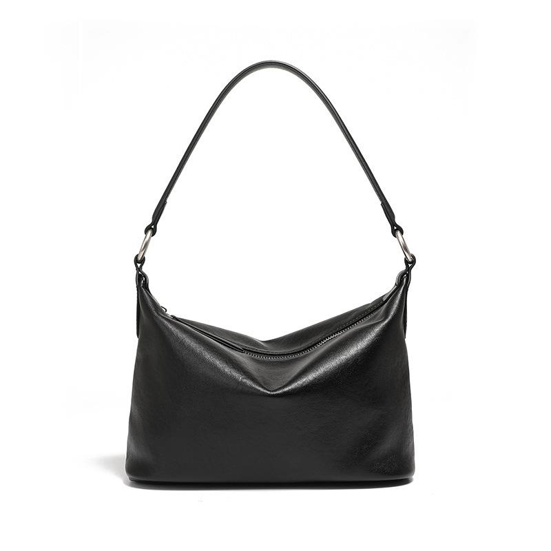 Vegetable Tanned Cowhide Vintage Underarm Classic Hobo Bag Season Versatile Shoulder Messenger Bag Bag 25917 чёрный 7850₽