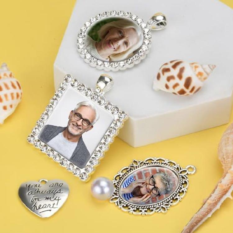 Silver Pin Brooch Kit with Heart Pendant Rings for Craft Jewelry Production