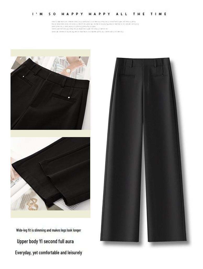 Women's Apricot High-Waisted Slimming Wide-Leg Pants - Spring/Summer 2026 Casual Suit Trousers