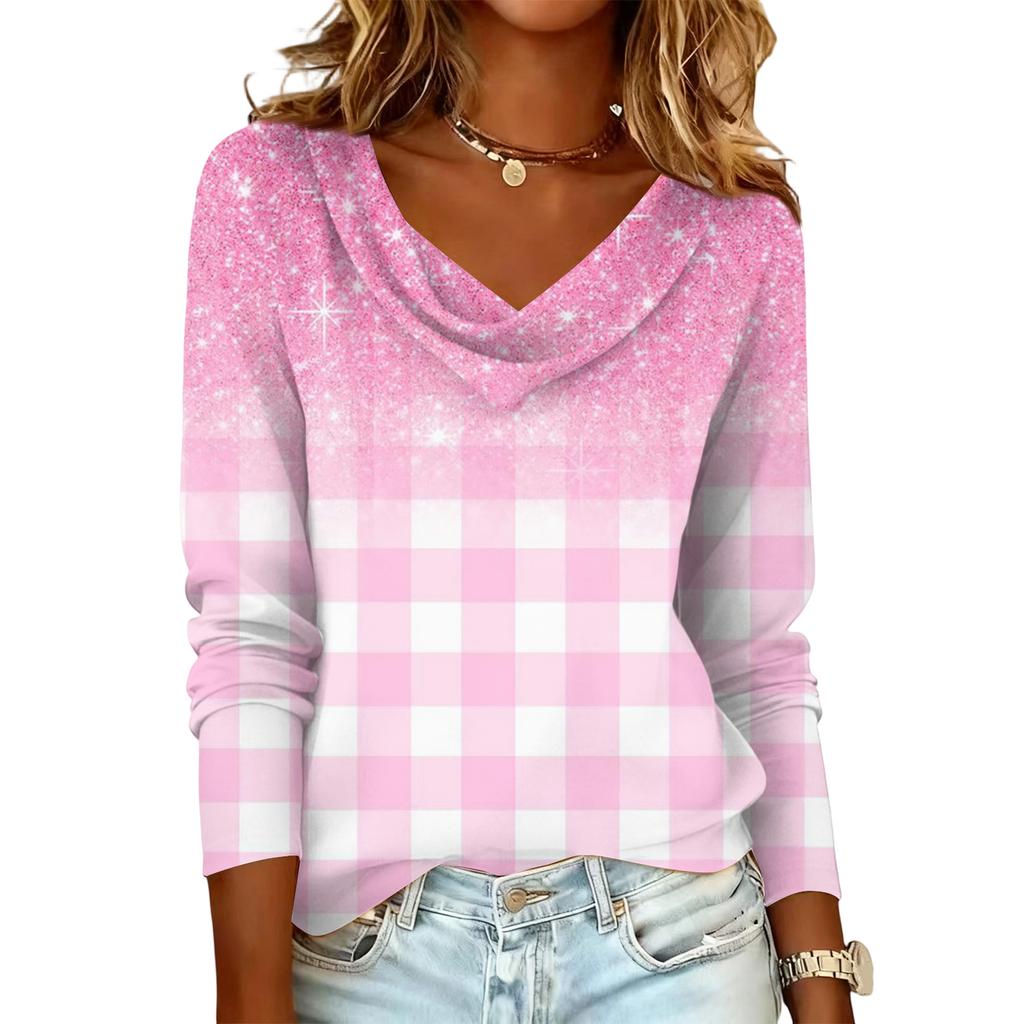 Ladies' Floral Printed Casual And Fashionable Long Sleeved Pullover Top
