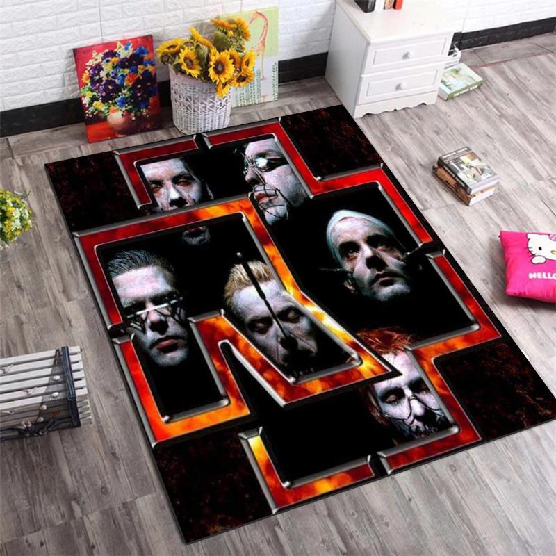 Heavy Metal Rockband Porträt Teppichboden Musikfan Rutschfester Rechteckiger Bodenläufer Rockstil Schlafzimmer Spielzimmer Heimdekoration Teppich