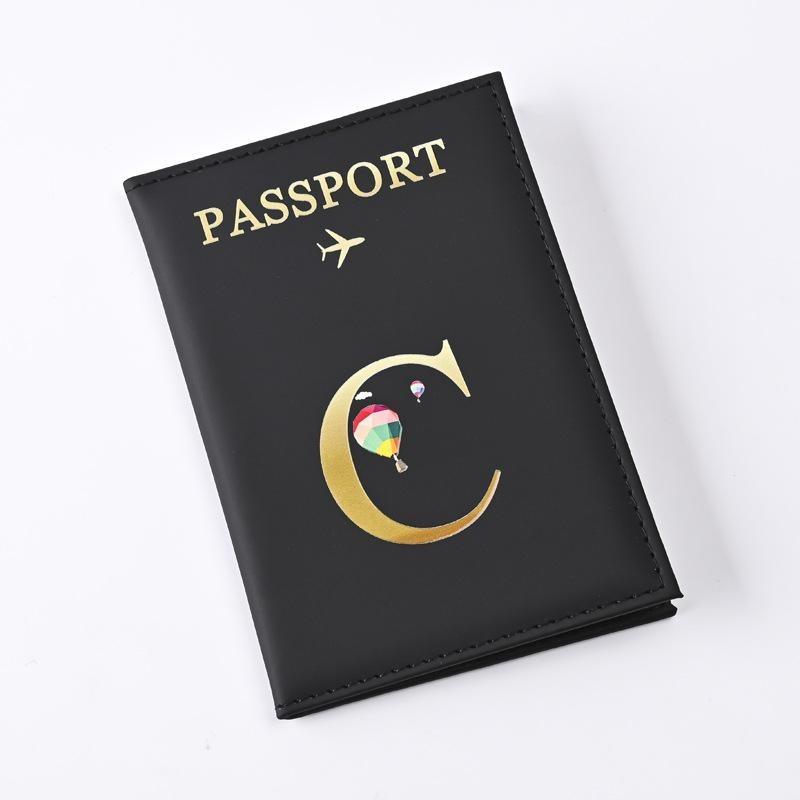 Husă pentru pașaport din piele imprimată cu litere Bărbați Femei Suport pentru pașaport Clip pentru bilet de avion Huse pentru pașapoarte Suport pentru identitate Suport card de credit