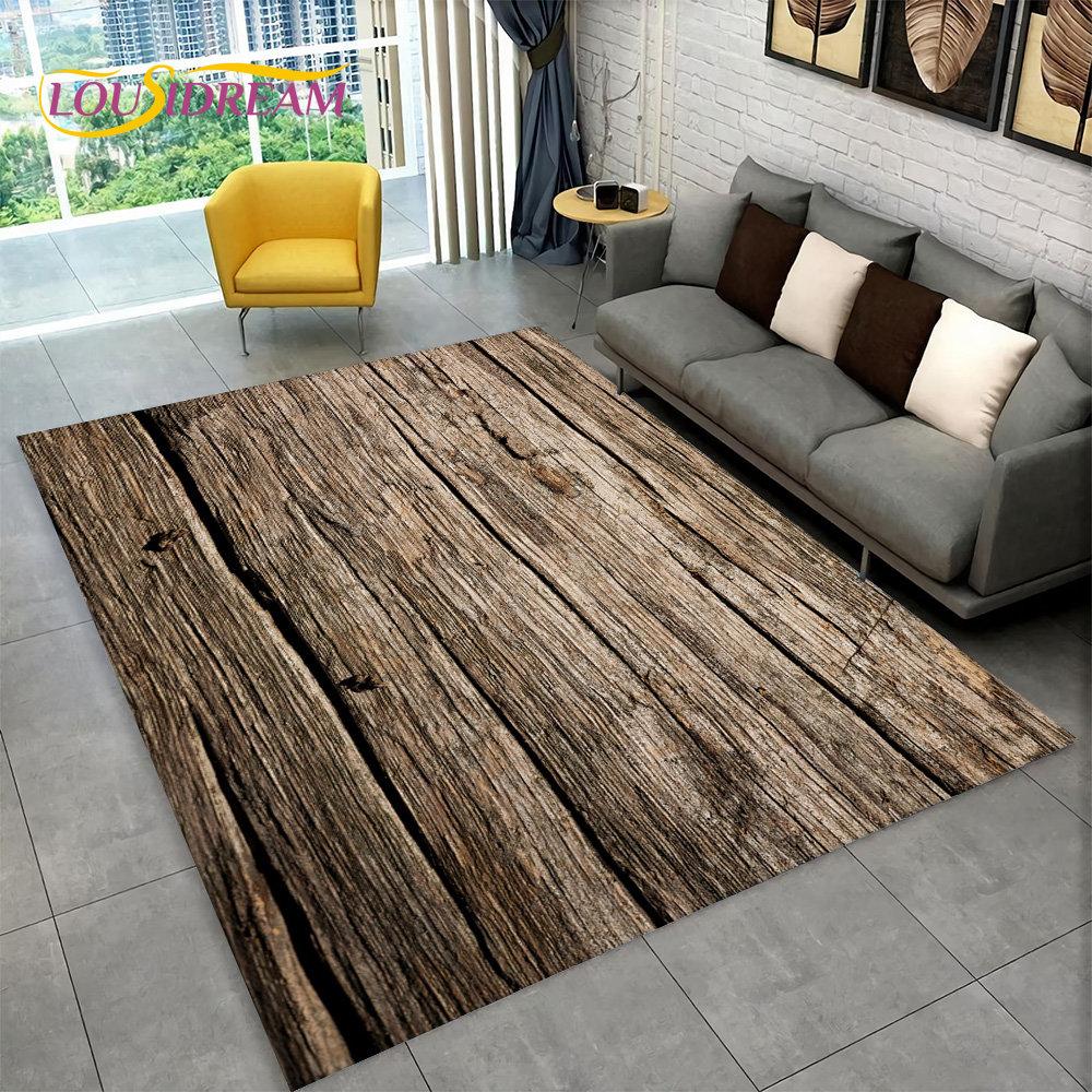 3D Wood Grain Retro Area Rug Large,Carpet Rug for Home Living Room Kids Bedroom Sofa Doormat Decor,Kitchen Non-slip Floor Mat
