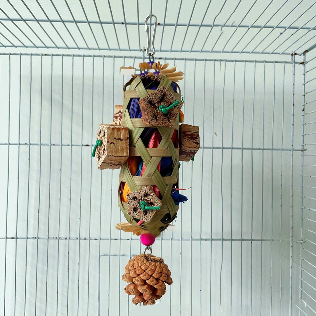 Small Animal Chew Toy for Bird Parrots Chewing Toy Cornhusk Woven Toy for Chewing Teeth Grinding Supplies