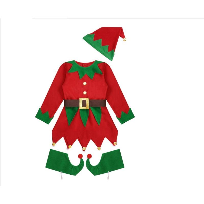 

Рождественская детско-родительская одежда Детская зеленая одежда эльфа для выступлений Детский сад мужской рождественский детско-родительский костюм 100cm