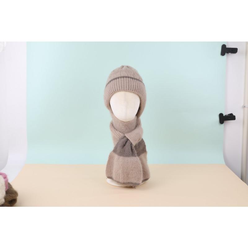 Fleece hat, scarf, integrated knitted hat, mother ear protectors, headgear, cycling thermal neck protector, women