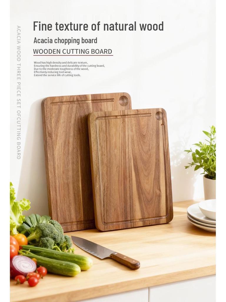 Acacia Wood Double-Sided Grooved Chopping and Cutting Board for Kitchen Use