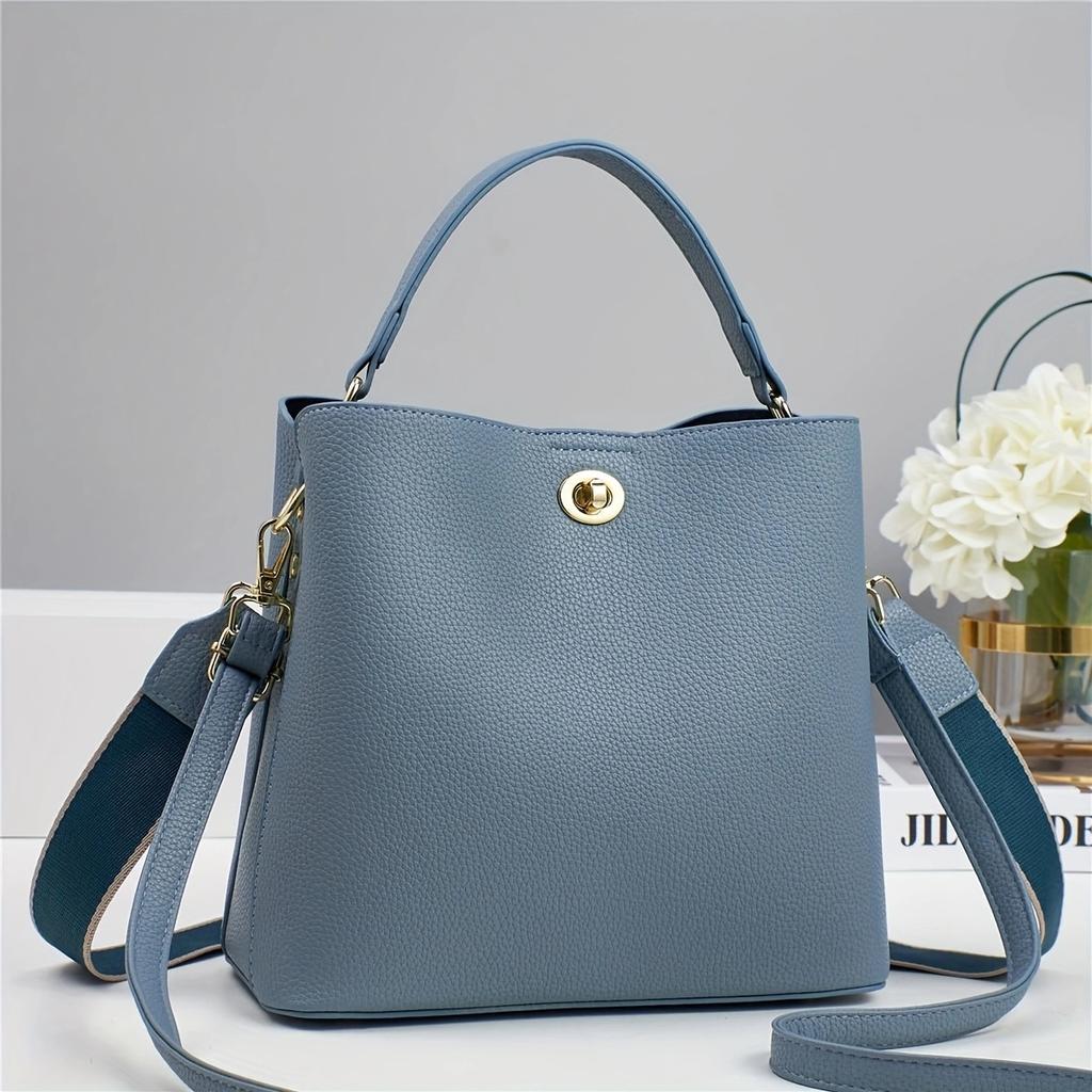 New Women's Handbag Bucket Bag High-end Female Bag Lightweight Crossbody Single Shoulder Bag Twist Lock Small Bucket Bag