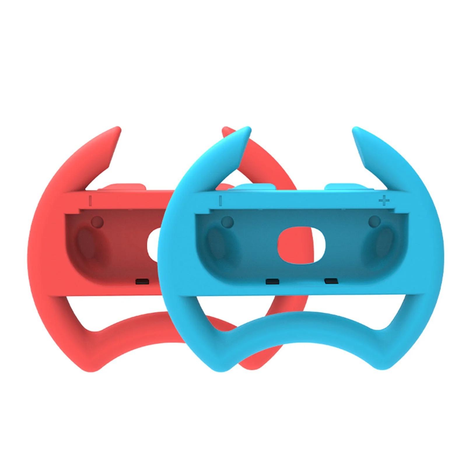 

2 шт. Игровые рули Удобный захват Plug Play Точная посадка Реалистичный игровой опыт Двойной против геймпада Рули для Switch OLED 10*10*5.5cm красный/синий