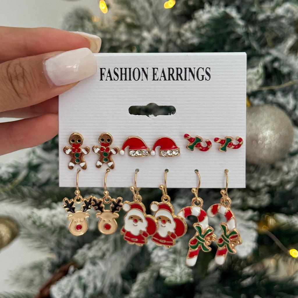 Applicable Christmas Versatile Oil Drop Snowflake Elk Drop Stud Earrings Sweet Bow Christmas Hat Earrings Women
