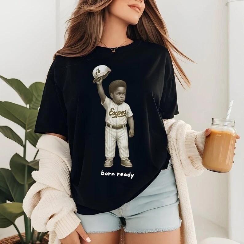 

Born Ready Expos Baseball Kid Funny Graphic Retro Vintage T shirt 2XL