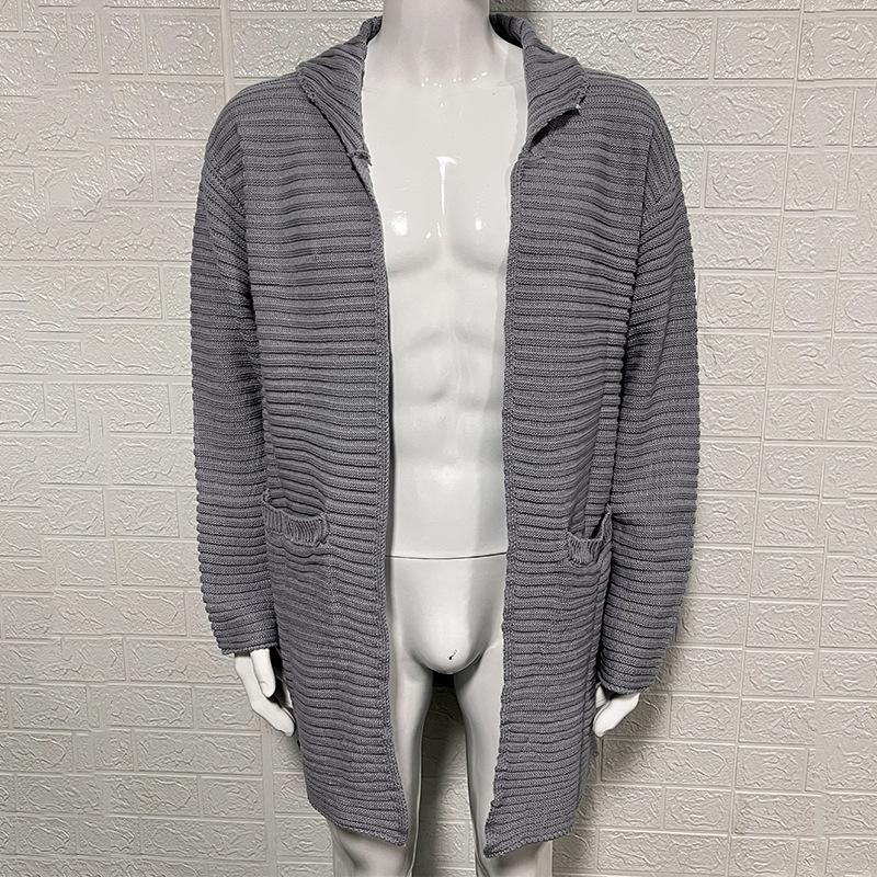 Men's Solid Color High Neck Long Sleeve Knit Cardigan Sweater - 2025 Autumn/Winter Collection