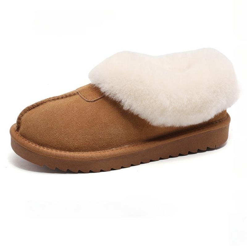 Fashion Winter Women Snow Boots 2025 Fashion New Round Head Concise Slip On Flats Boots Casual Wear Resistant Short Flat Boots