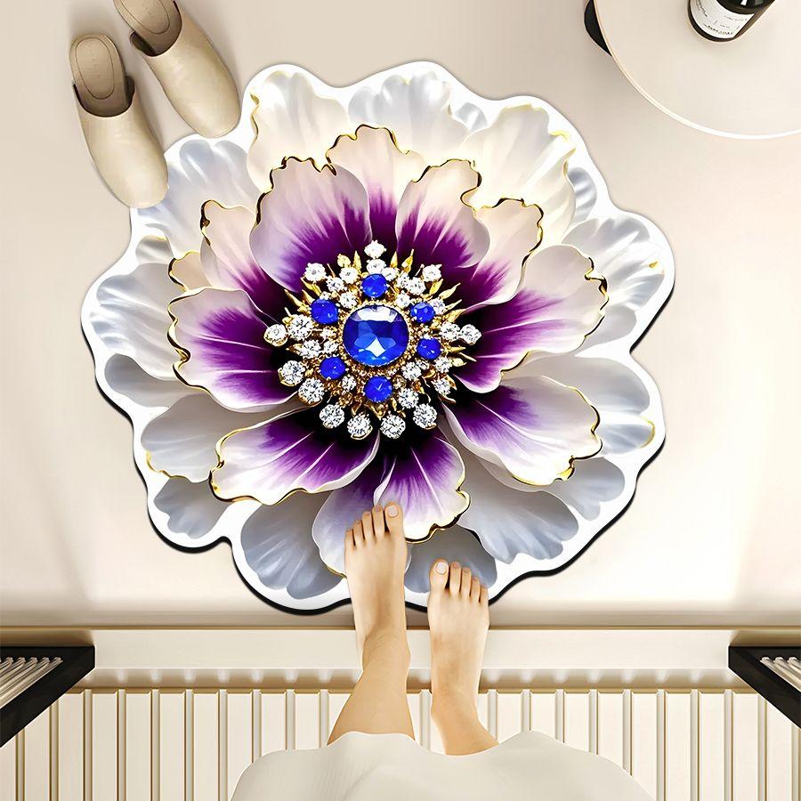 

Коврик для ванной комнаты с цветами, впитывающий и износостойкий коврик для цветов, домашний коврик для ванной комнаты, коврик для цветов diameter 60cm