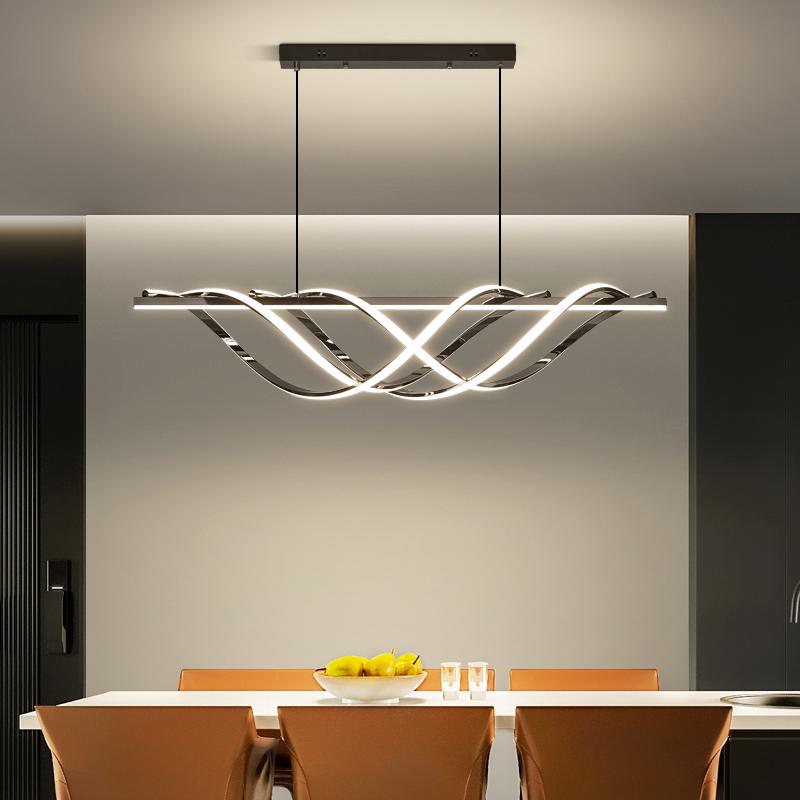 Nordic Modern Geometric Long Stripe Home Kitchen Ceiling Chandelier Simple Living Room Creative Personality Bar Chandelier