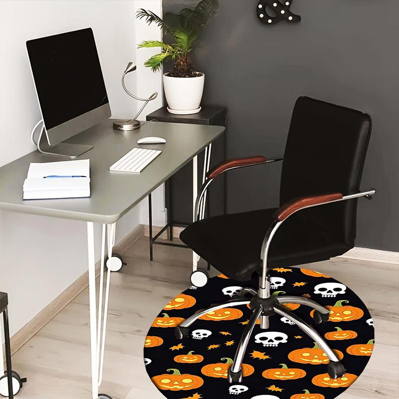 

1pc Office Carpet Chair Mats Halloween Pumpkins Skulls Bats Pattern Perfect for Decorating Office Chairs, Living Rooms, Or Bedrooms 80cm