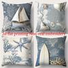Ocean-themed 2d flat printing pillows Non-real embroidery Polyester pillowcase, sofa decorative cushion cov Headboard Pillow