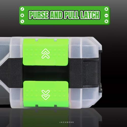 JACK BOSS Parts Case, Double-Sided Organizer, Small Item Storage Case, Green, 1 Pack, 330mm Wide X 285mm Deep X 100mm High, TJB322-G