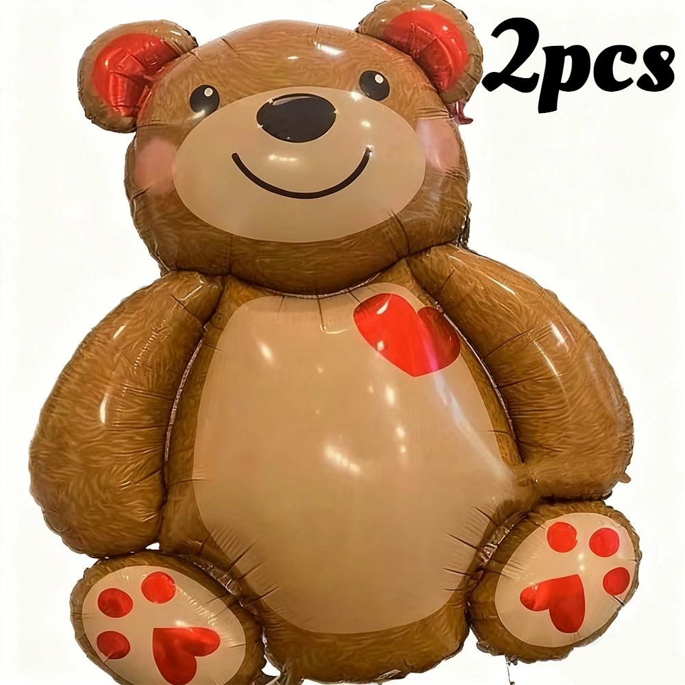 1/2pcs Big Bear Foil Balloon Valentine's Day, Aluminum Film for Proposal & Party, Romantic Wedding Birthday Decor Gift