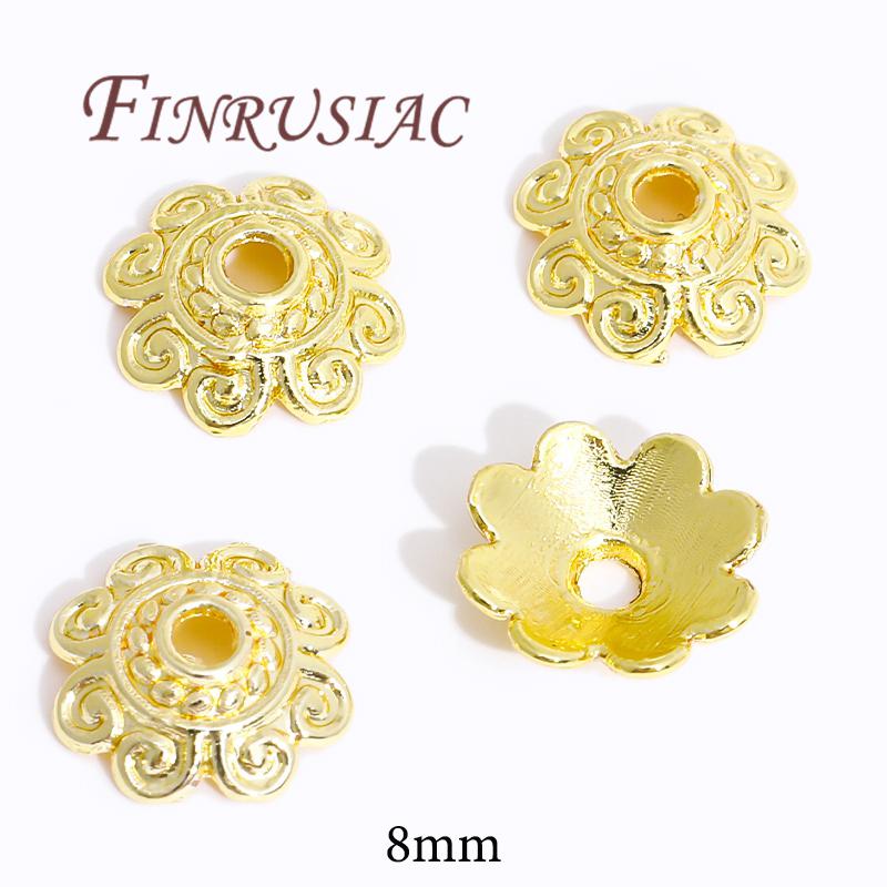 18K/14K Gold Plated Beads Cap For Jewelry Flower Bead Caps Jewelry Making Supplies Spacer Beads DIY Bracelets Accessories