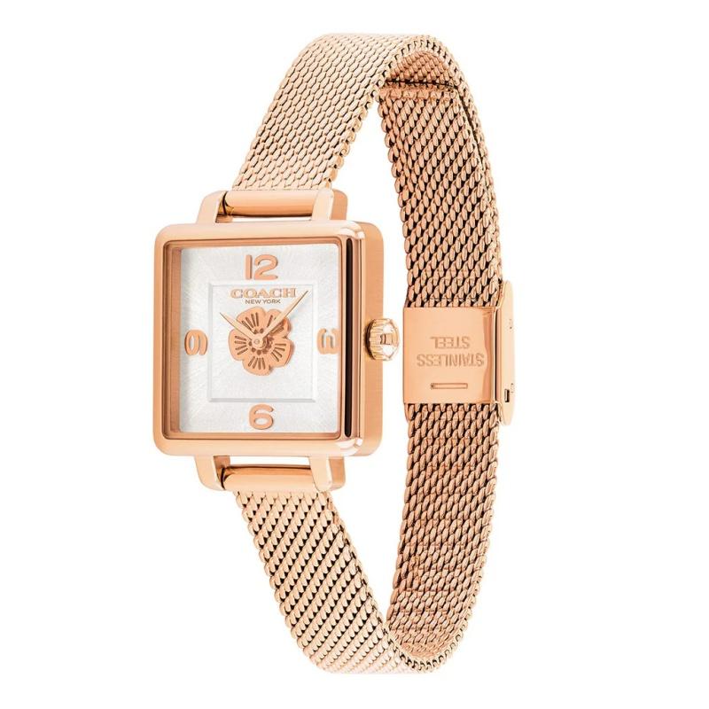 

Coach Cass White Dial Rose Gold Mesh Bracelet Watch for Women - 14503698 рожевий колір золота