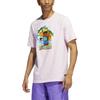 Adidas Cartoon Character Print Ribbed Crew Neck Basketball Training Short Sleeve T-Shirt Men Tops Pink HE0869