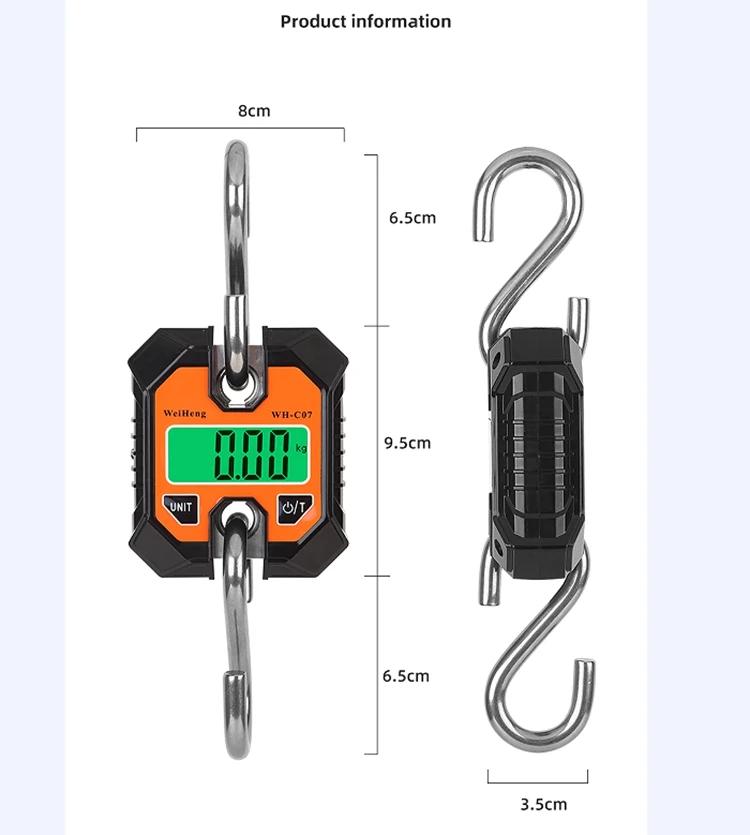 Portable Micro Crane Scale 0.1-100KG LCD Industrial Detachable Hook Scale Agricultural Heavy Duty Hanging Weight Balance Tool