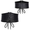 Girl Decorative Waist Belt PU Leather Wide Design Front Lace Up Cinch Corset Belt Clothing Accessory