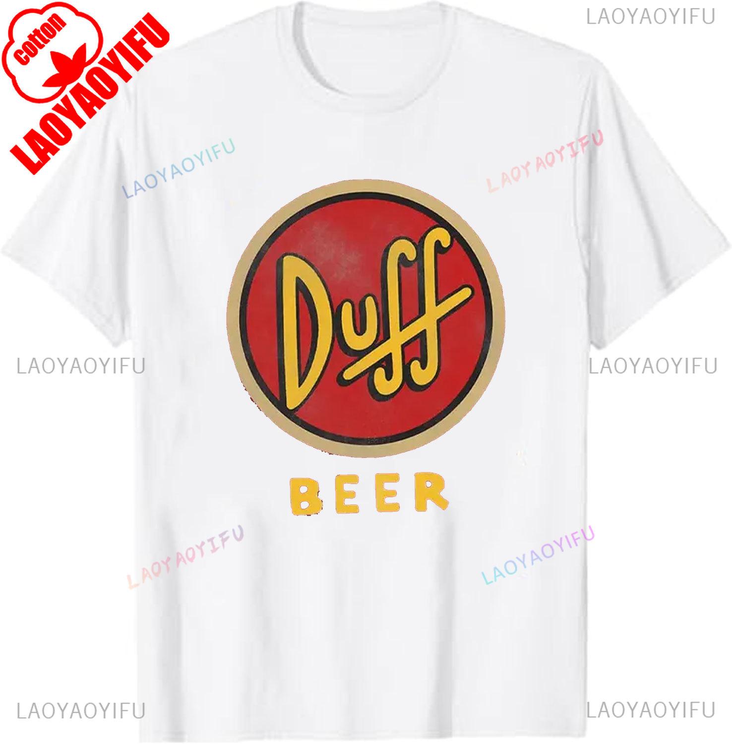 Унисекс футболка Duff Beer Подарок для фаната Бар Мо Выпивка Гомер Симпсон Даффмен Одежда Смешная футболка по ТВ-шоу Винтажный мультяшный мерч хлопок 3XL