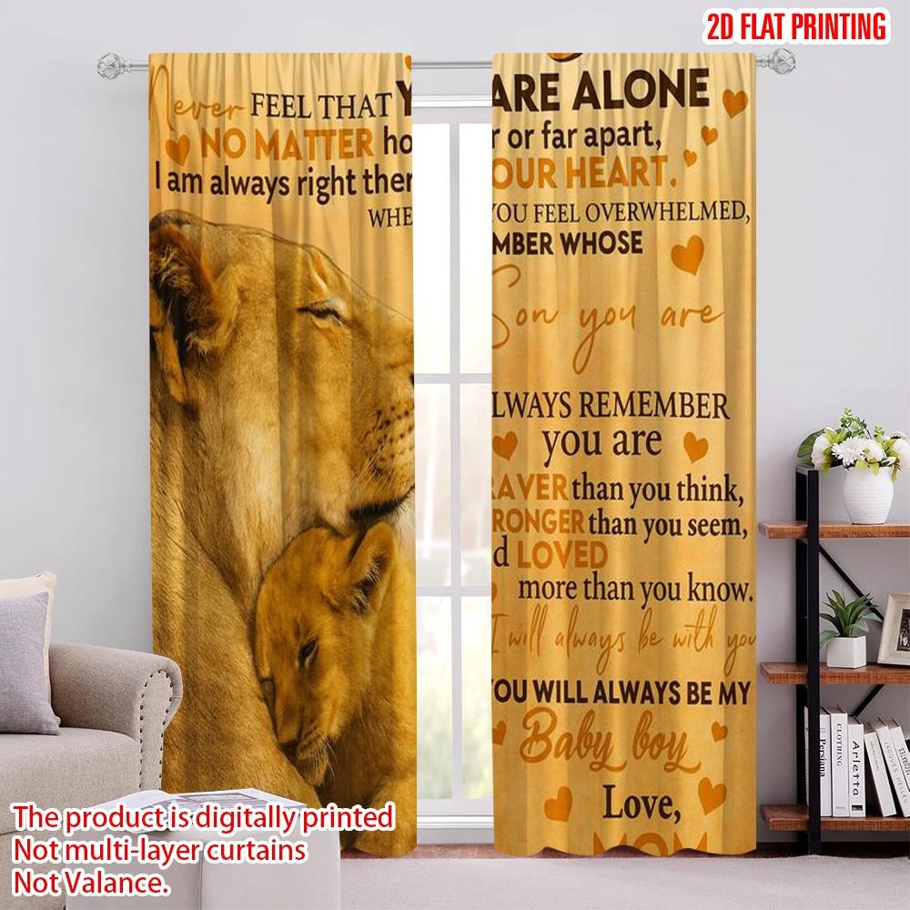 

2pcs,2D plane printing Popular Curtain Panels Lions Love Note Polyester Fabric (without rod) Holiday for Bedroom, Living Room, 52.50 × 116.00 cm 2 pcs