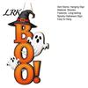 Halloween Hanging Sign Boo Ghost Sign, Wooden Door Hanger Cute Retro Decor Witch Hat for Front Wall Festival Celebration