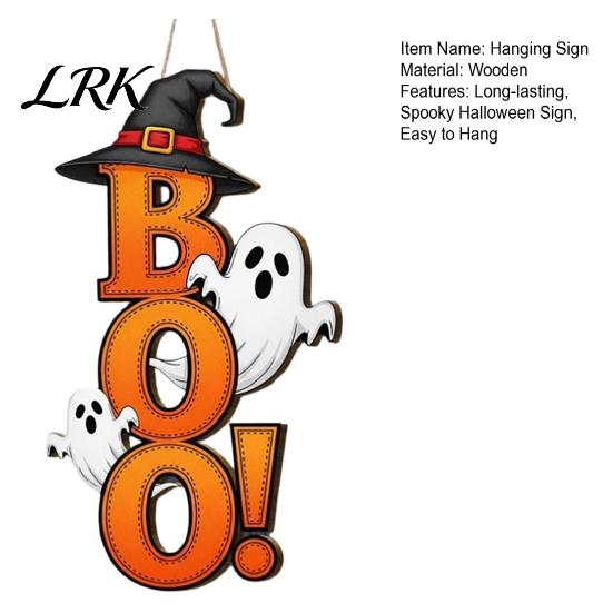 Halloween Hanging Sign Boo Ghost Sign, Wooden Door Hanger Cute Retro Decor Witch Hat for Front Wall Festival Celebration