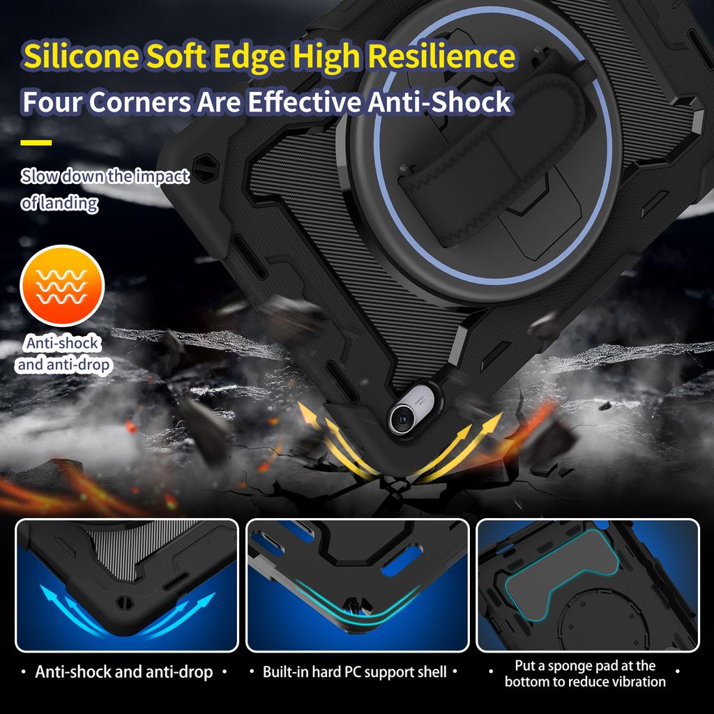 Rugged Case For Huawei MatePad 11.5 2023 Armor Stand Cover Multi-Layers Protection With 360 Rotatable Hand Strap Shockproof Capa