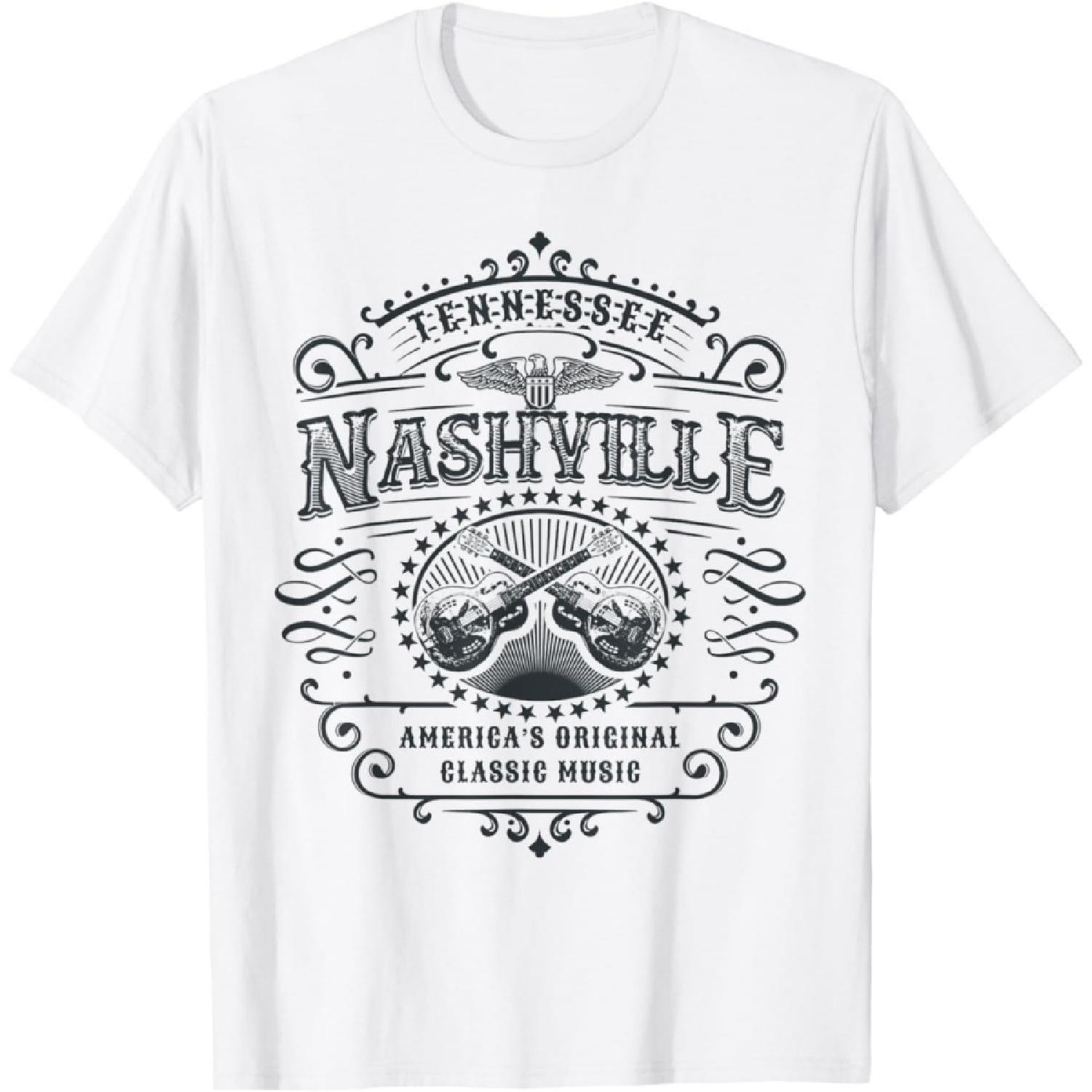 NeotoBatAO Nashville Tennessee Guitar Vintage - Music City USA T-Shirt S