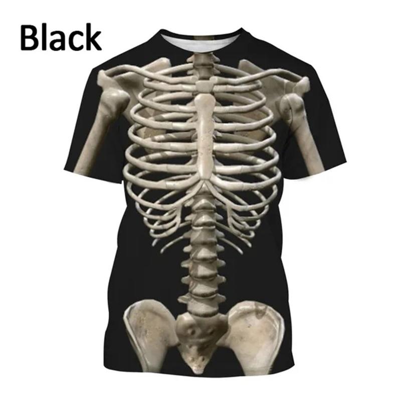 

3D-друк Скелет Внутрішні органи Футболка Чоловіки Жінки Повсякденна футболка з круглим вирізом і короткими рукавами Верх вуличного одягу Чоловіча футболка великого розміру L