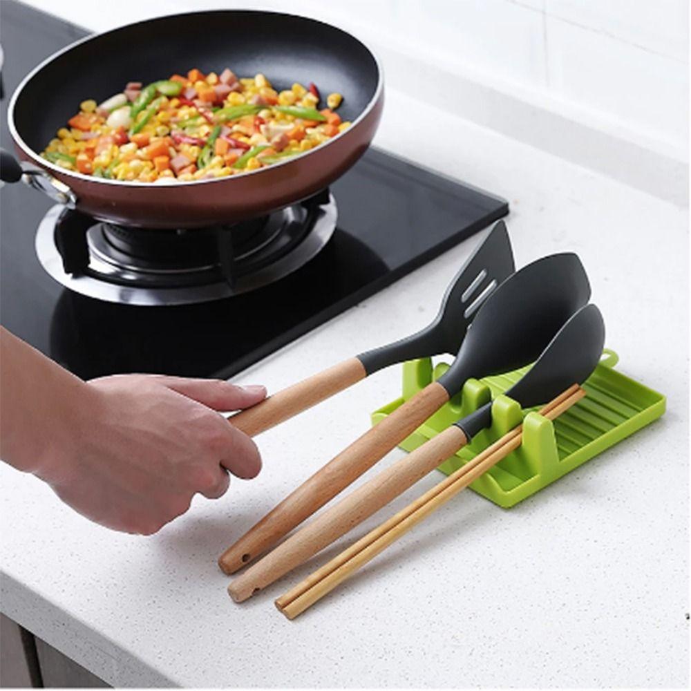 Heat-Resistant with Drip Pad Hangable Tableware Storage Rack Pot Lid Holder Spatula Rack Spoon Rest